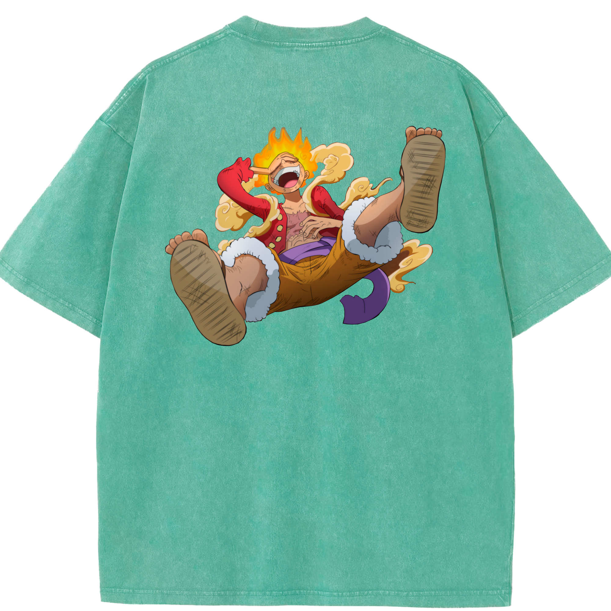 ワンピース モンキー・D・ルフィ ONE PIECE Monkey D. Luffy 綿100% ヴィンテージ風 半袖Tシャツ（背面プリント）